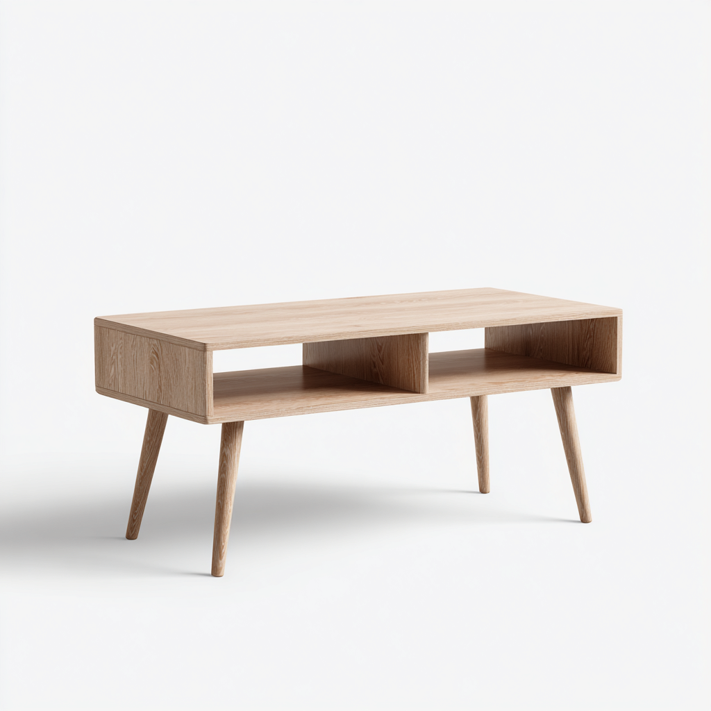 Table basse rectangulaire bois 100x50x40 cm - bois naturel - style scandinave - adaptée au salon-Styleixe