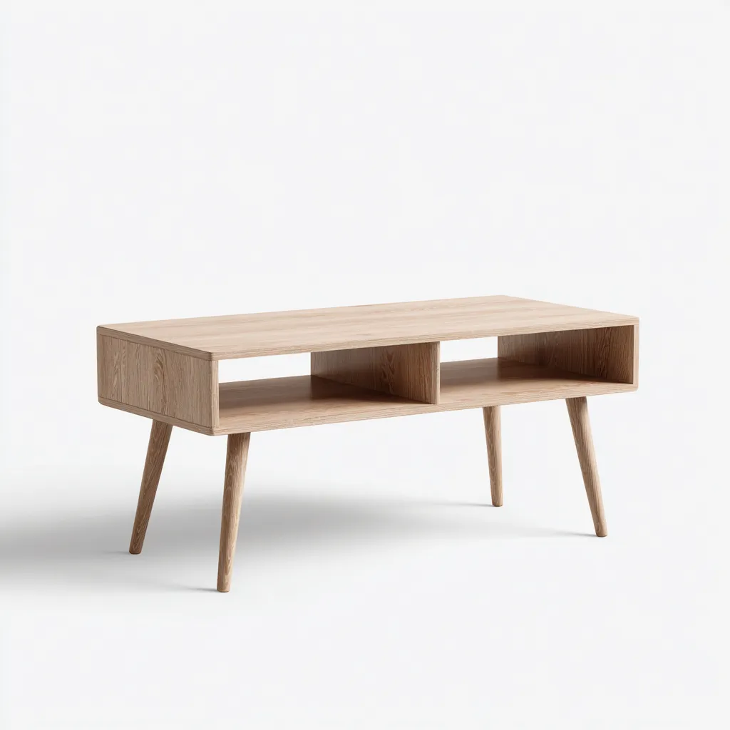 Table basse rectangulaire bois 100x50x40 cm - bois naturel - style scandinave - adaptée au salon-Styleixe