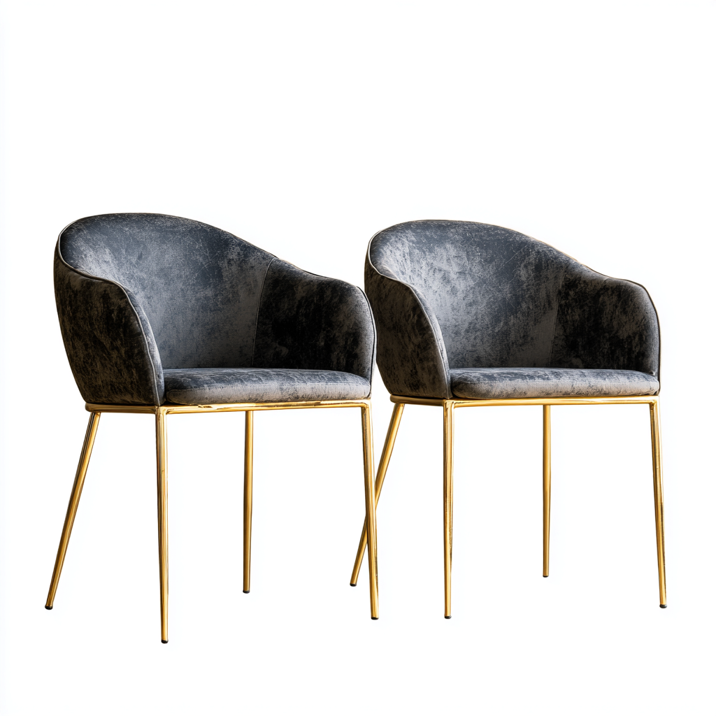 Fauteuil en velours pieds métalliques 62x58x80 cm - gris foncé - design moderne pour salon-Styleixe