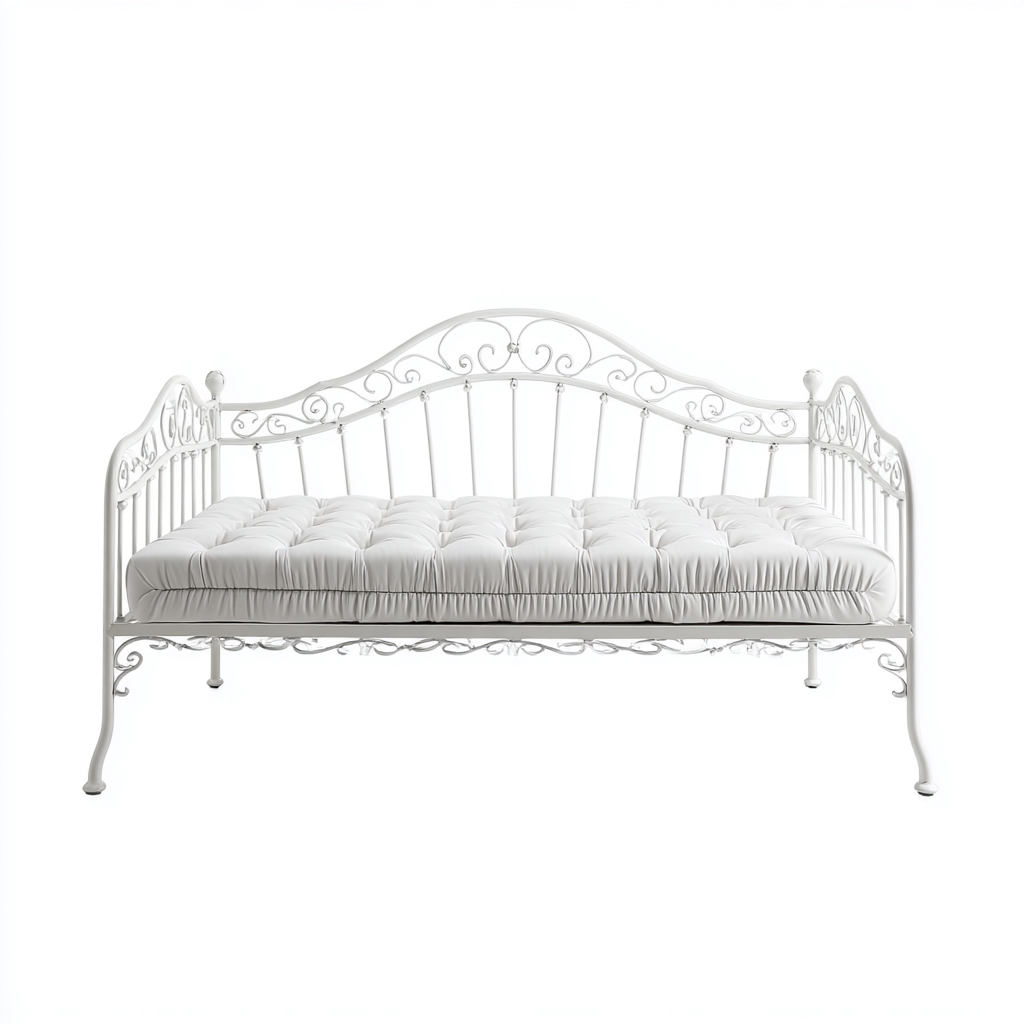 Canapé lit métal 195x90x105 cm - blanc - style classique pour chambre-Styleixe