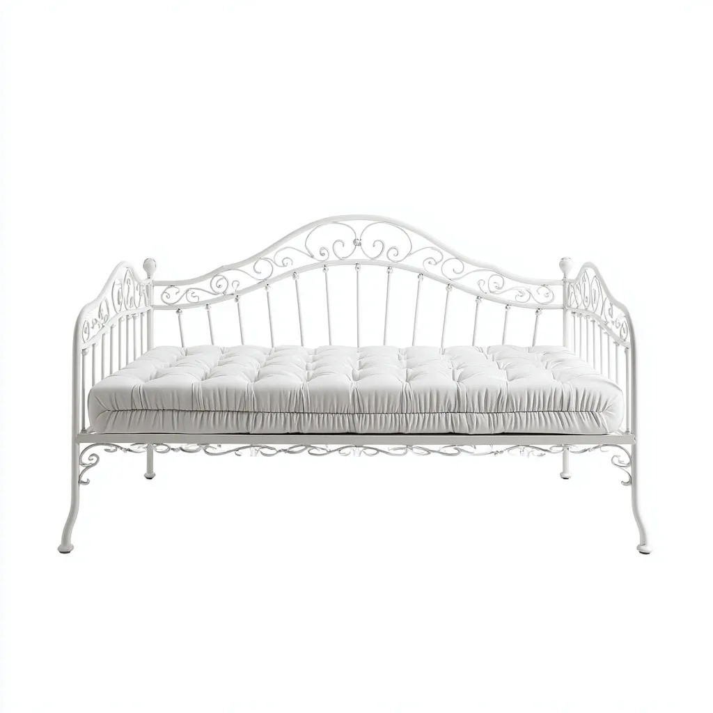 Canapé lit métal 195x90x105 cm - blanc - style classique pour chambre-Styleixe
