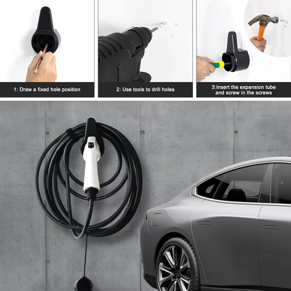 Ev Charger Holder for Tesla/type 2/type 1 J1772 /gbt Connector Socket Plug Wall