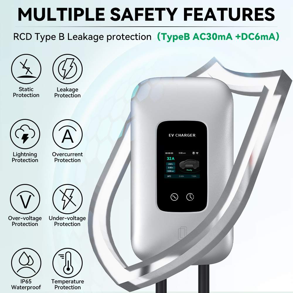 7kW Floor Mounted AC Fast EV Vehicle Powered Charging Station