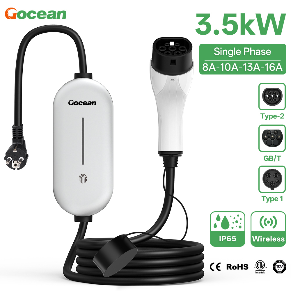 EV Charger, 16A 120V-240V, Silver