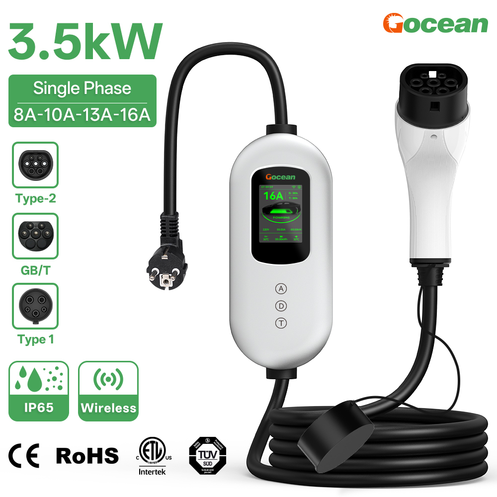 EV Charger, 120V-240V 16A, Silver