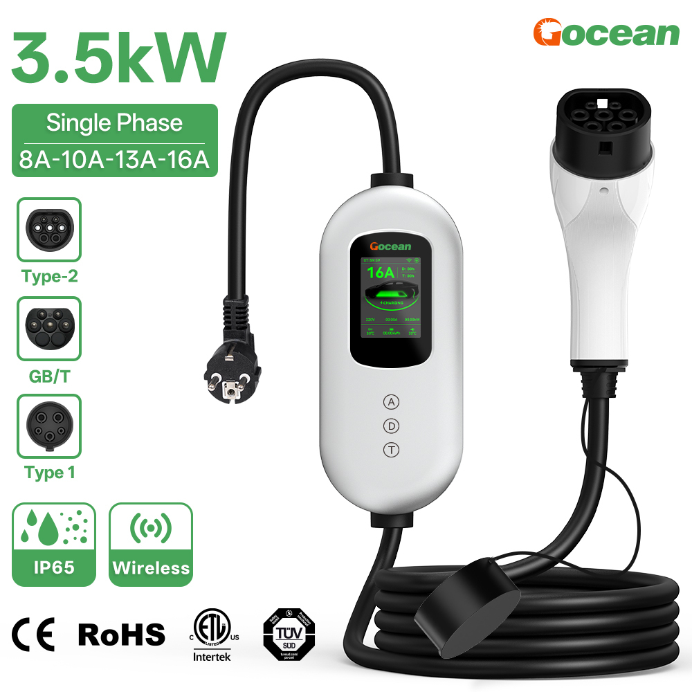 EV Charger, 120V-240V 16A, Silver