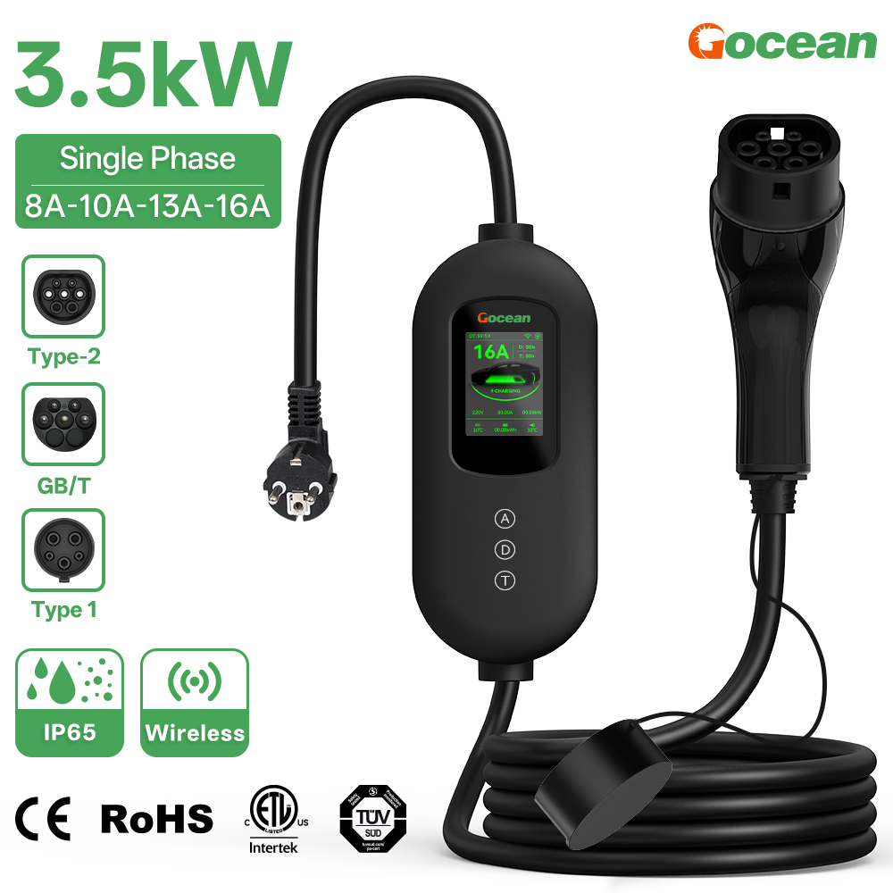 EV Charger, 120V-240V 16A, Black