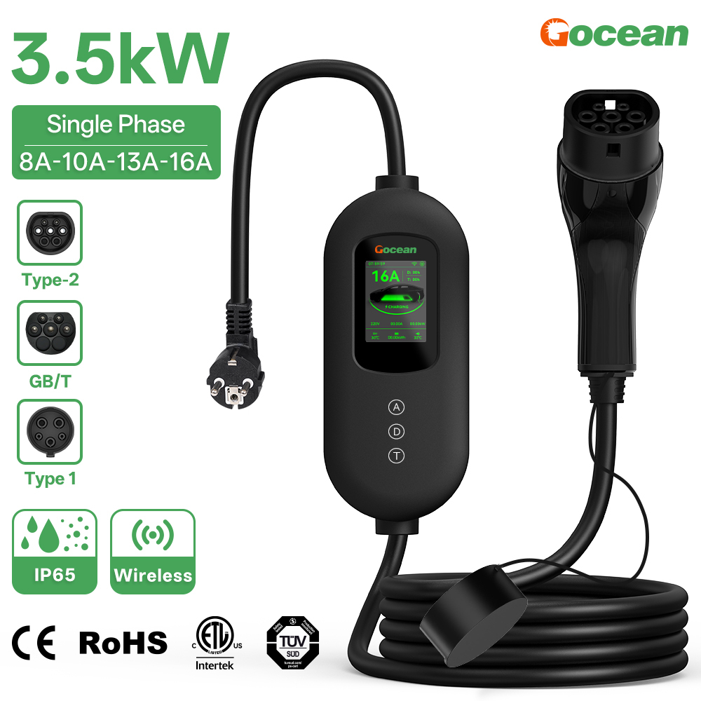 EV Charger, 120V-240V 16A, Black