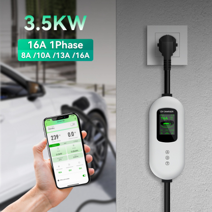 EV Charger, 120V-240V, 16A, silver
