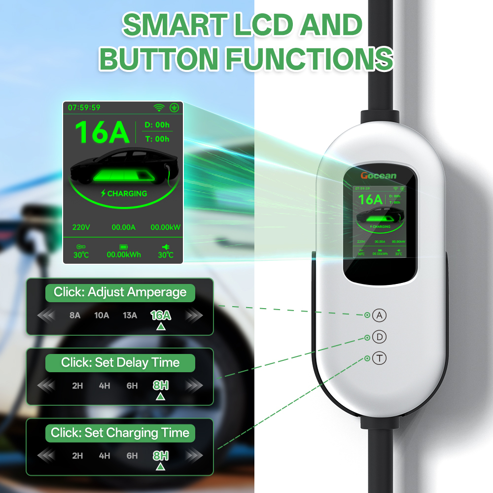 EV Charger, 120V-240V, 16A, silver