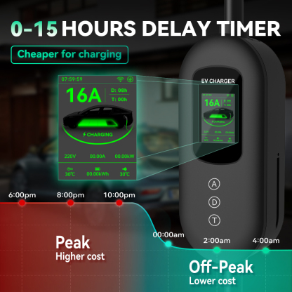 EV Charger, 120V-240V 16A, Black