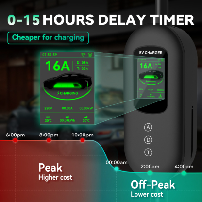 EV Charger, 120V-240V, 16A, Black