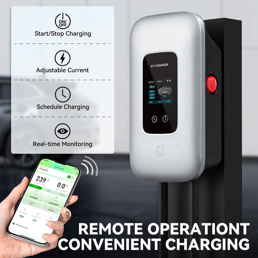 7kW Floor Mounted AC Fast EV Vehicle Powered Charging Station