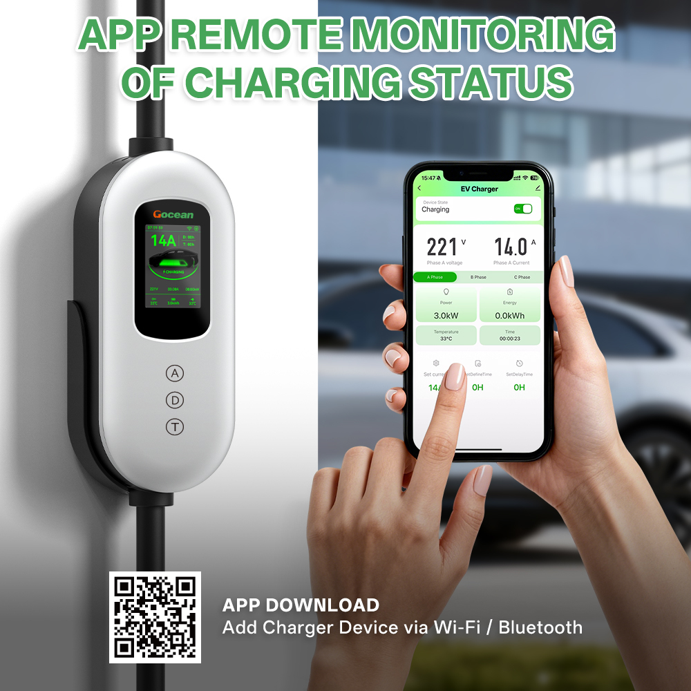 EV Charger, 120V-240V, 16A, silver