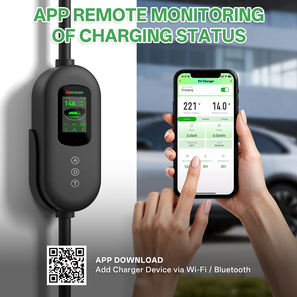 EV Charger, 120V-240V, 16A, Black