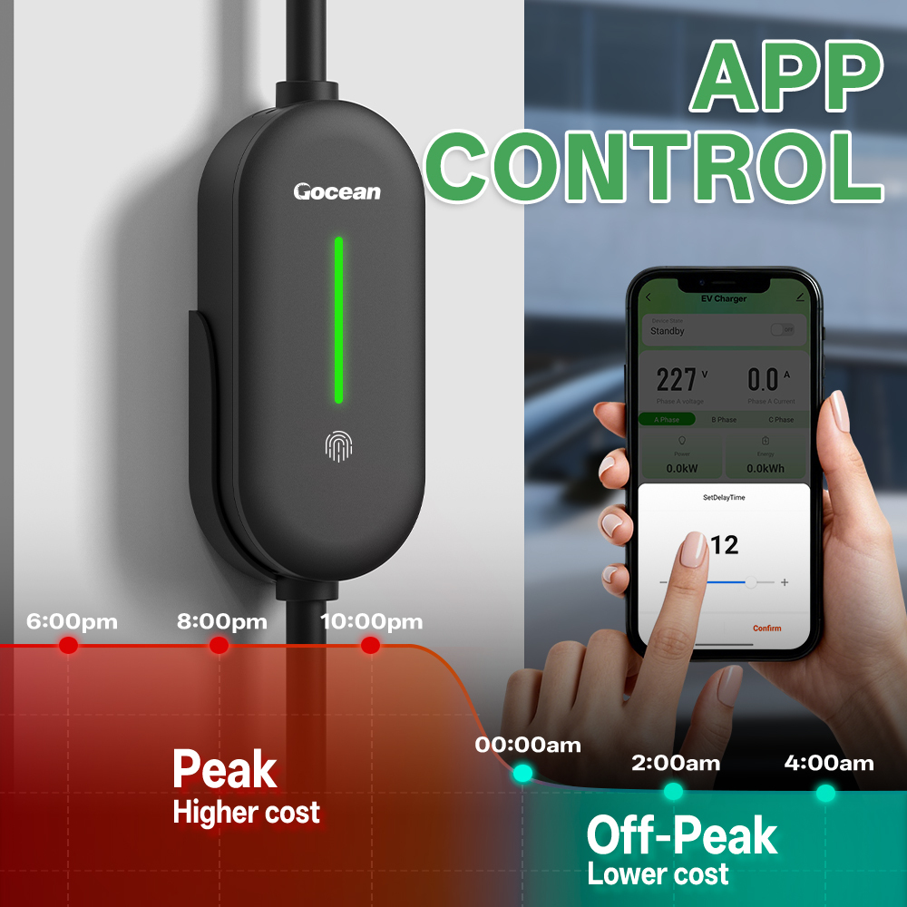 EV Charger, 16A 120V-240V, Black