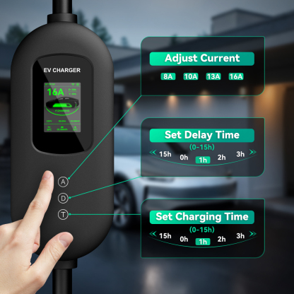EV Charger, 120V-240V 16A, Black