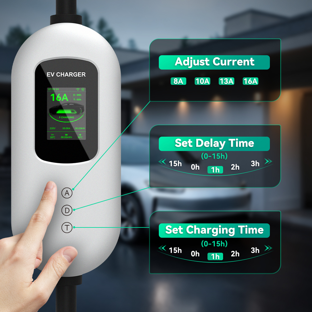 EV Charger, 120V-240V 16A, Silver