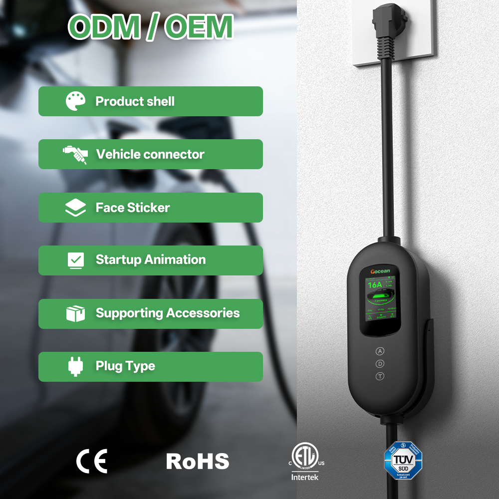 EV Charger, 120V-240V, 16A, Black