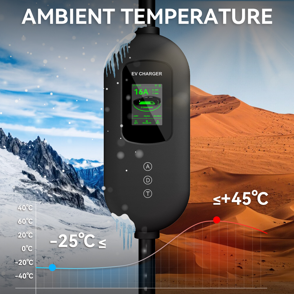 EV Charger, 120V-240V 16A, Black