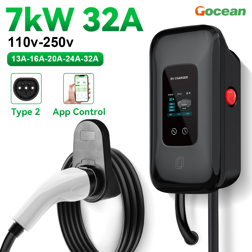 7kW Floor Mounted AC Fast EV Vehicle Powered Charging Station