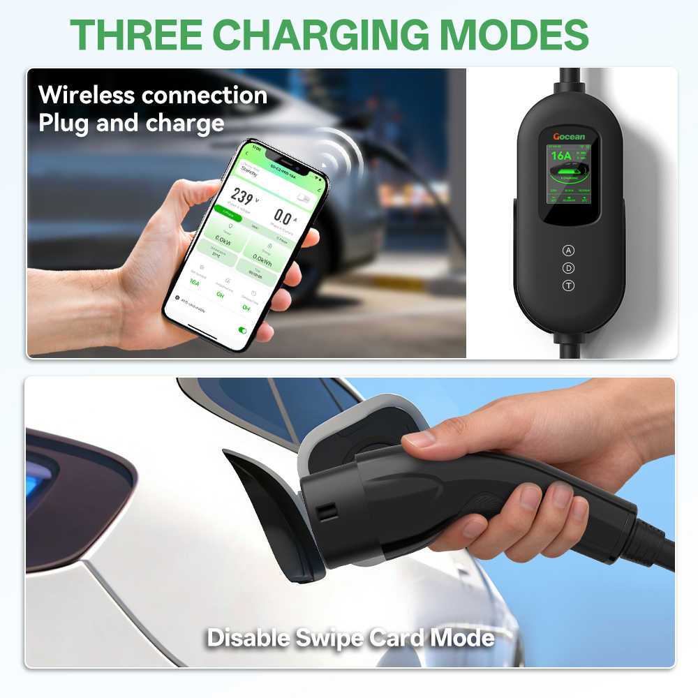 EV Charger, 120V-240V, 16A, Black