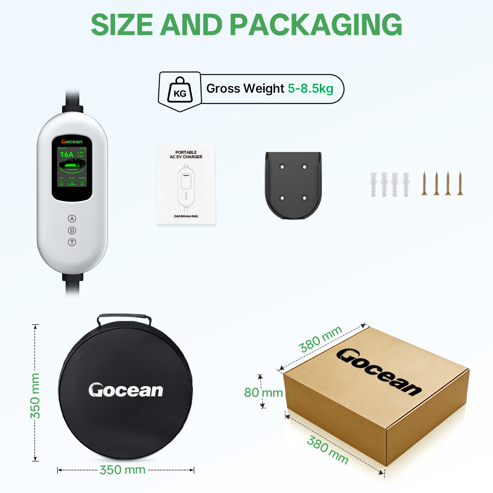 EV Charger, 120V-240V, 16A, silver