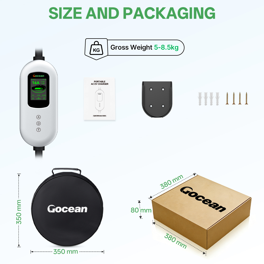 EV Charger, 120V-240V, 16A, silver