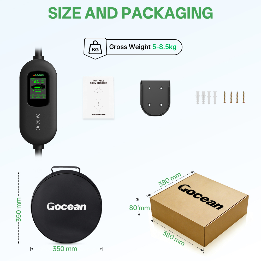 EV Charger, 120V-240V, 16A, Black