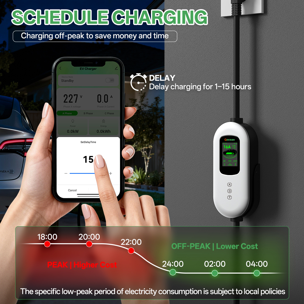EV Charger, 120V-240V, 16A, silver