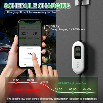 EV Charger, 120V-240V, 16A, silver