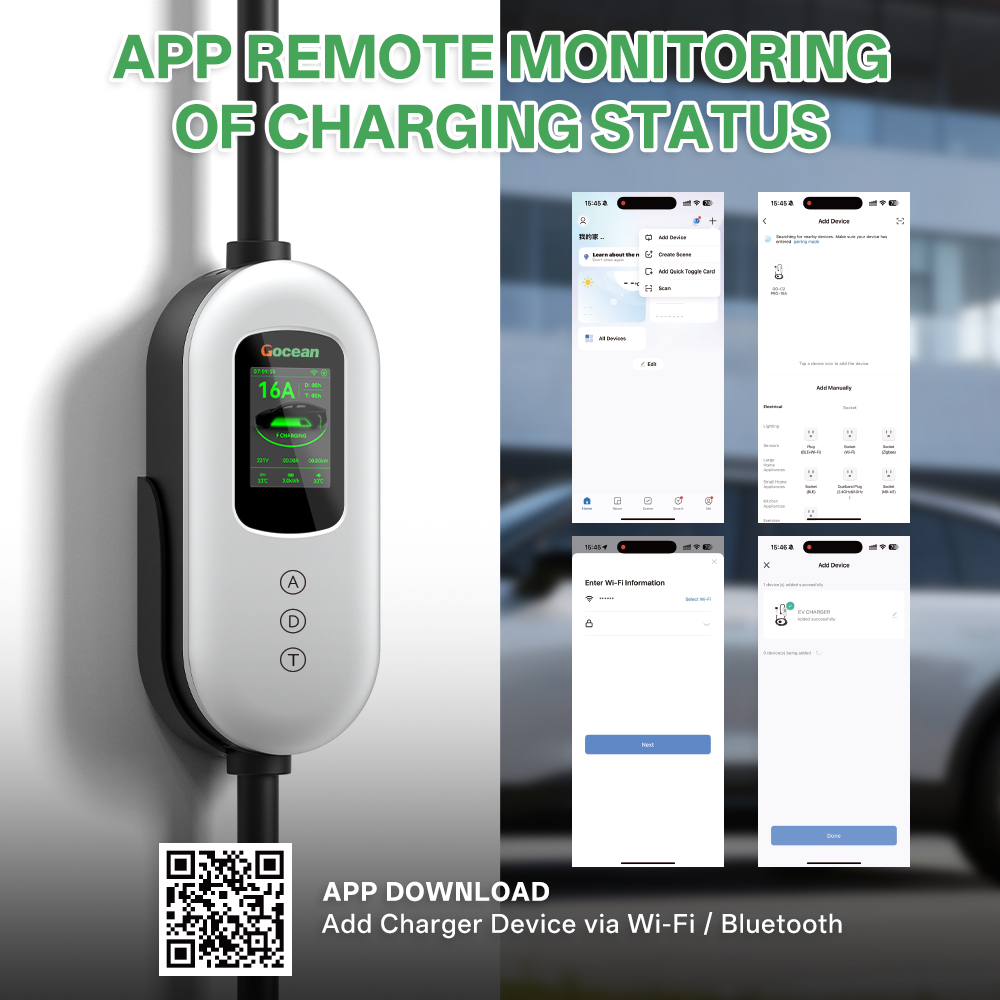 EV Charger, 120V-240V, 16A, silver