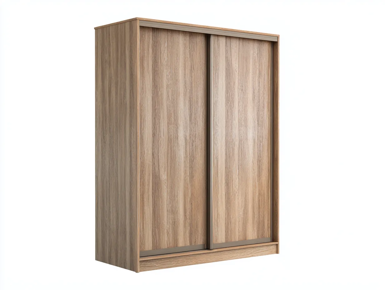 Armoire à portes coulissantes en bois 140x60x200cm - chêne naturel - chambre - gain de place