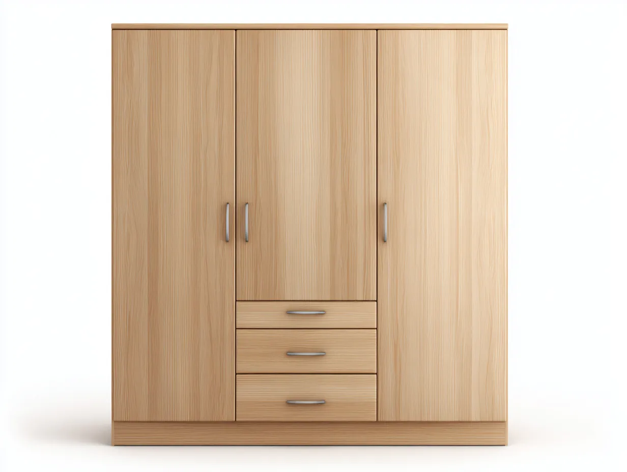 Armoire en bois 180x55x200 cm - chêne clair - chambre - avec espace de rangement