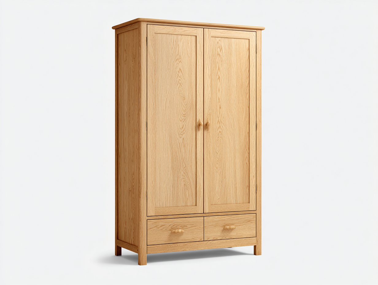 Armoire en bois 120x55x190 cm - chêne clair - chambre - avec espace de rangement