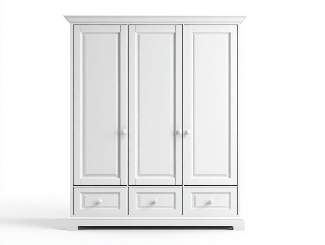 Armoire en bois 150x60x200 cm - blanc - chambre - avec espace de rangement