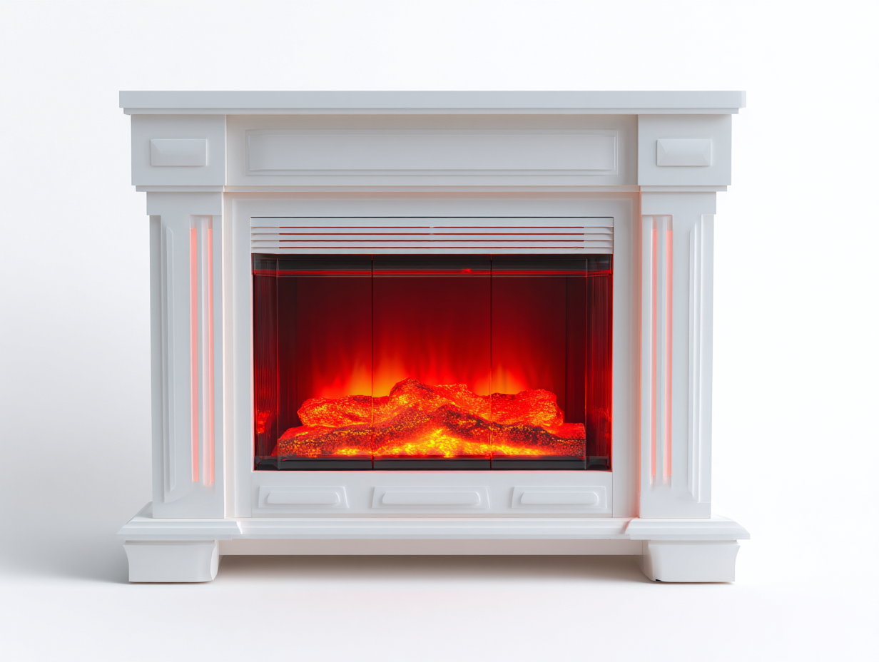 Cheminée décorative électrique classique 120x30x95 cm - blanc - salon - effet flamme LED