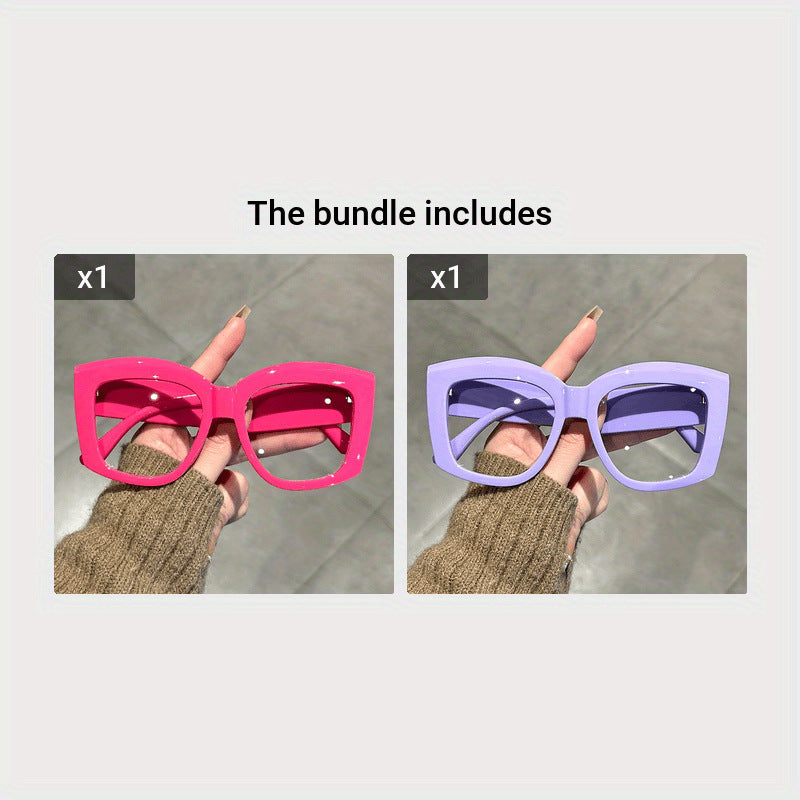 👓👓Oversized  Square Frame Uv Protection Sunglasses(1 set-5pcs)