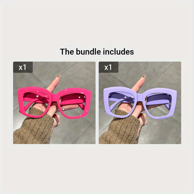 👓👓Oversized  Square Frame Uv Protection Sunglasses(1 set-5pcs)