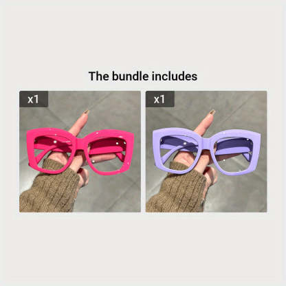 👓👓Oversized  Square Frame Uv Protection Sunglasses(1 set-5pcs)