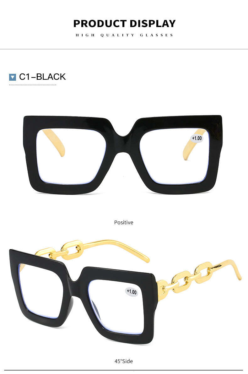 🎈🎈Lastday 70%OFF-Women’s Oversized Square Chain Reading Glasses(1set-6pcs)