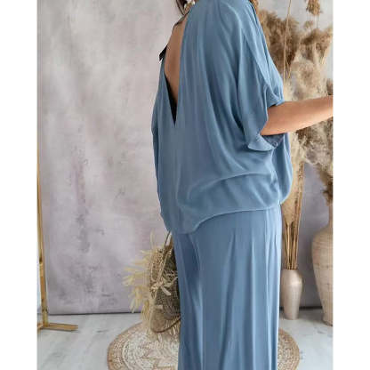 Women’s Lounge Set with Wide Leg Pant