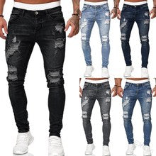 👖👖Edgy Men's Jeans - Mid-Rise Distressed