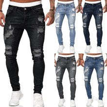 👖👖Edgy Men's Jeans - Mid-Rise Distressed