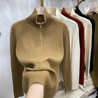 🎈🎈Clearance Sale-Women's Half-Zip Stand Collar Cashmere Pullover Sweater