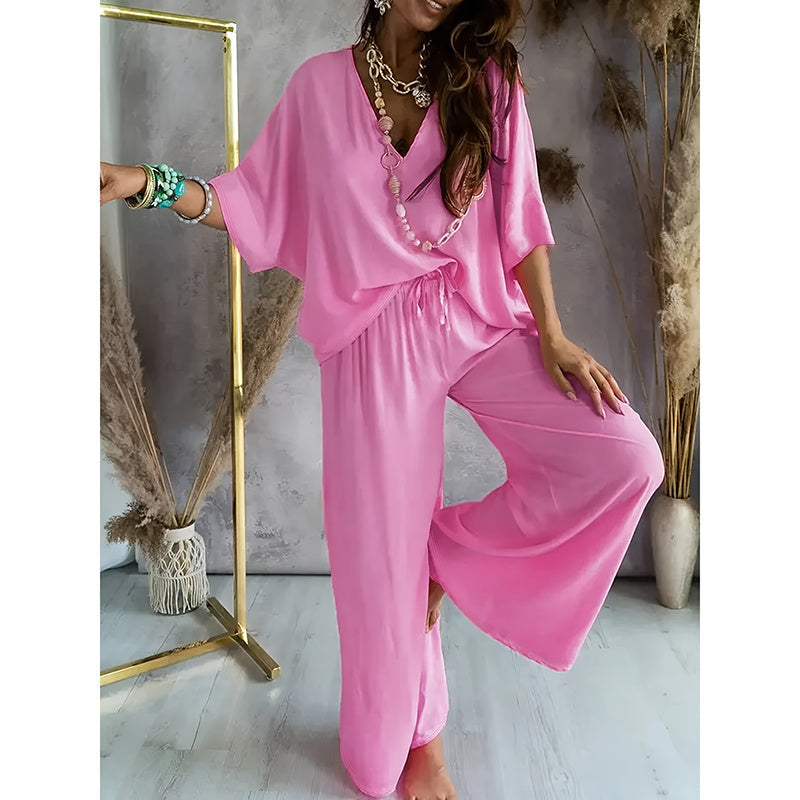 Women’s Lounge Set with Wide Leg Pant
