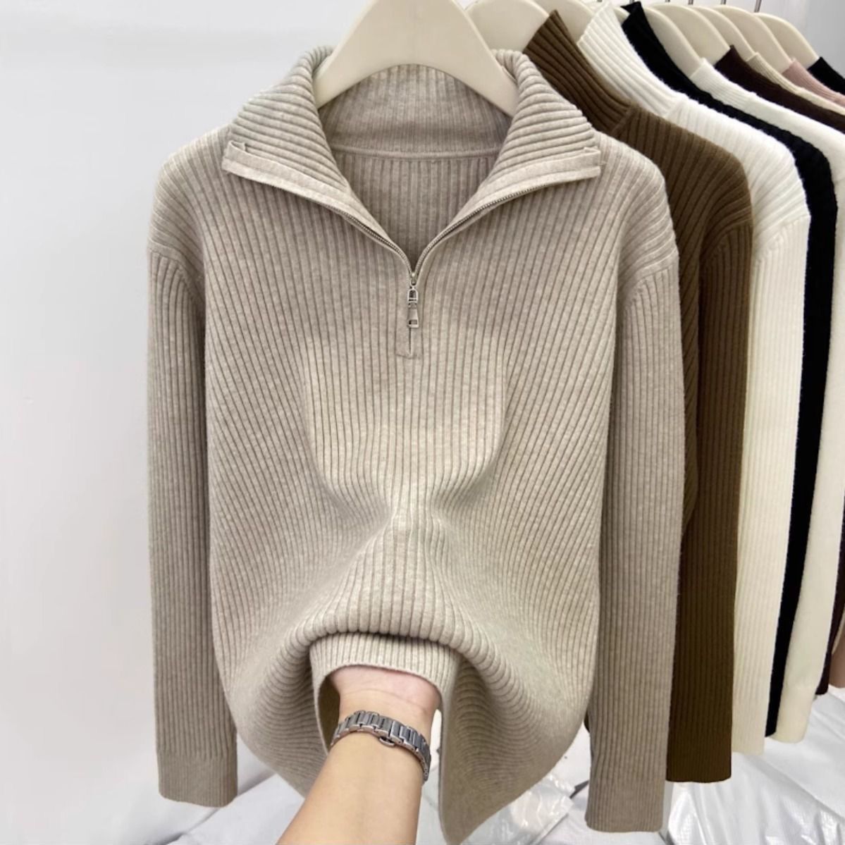 🎈🎈Clearance Sale-Women's Half-Zip Stand Collar Cashmere Pullover Sweater