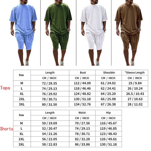 Men Loose Pure Solid Sports Short Sleeve T Shirt Shorts Set Outfit Sportswear - Picture 6 of 32