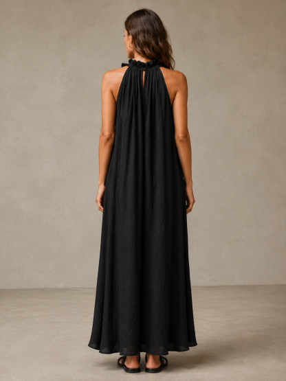 Breezy Halter Neck Ruffle Maxi Dress for Vacation & Summer Days