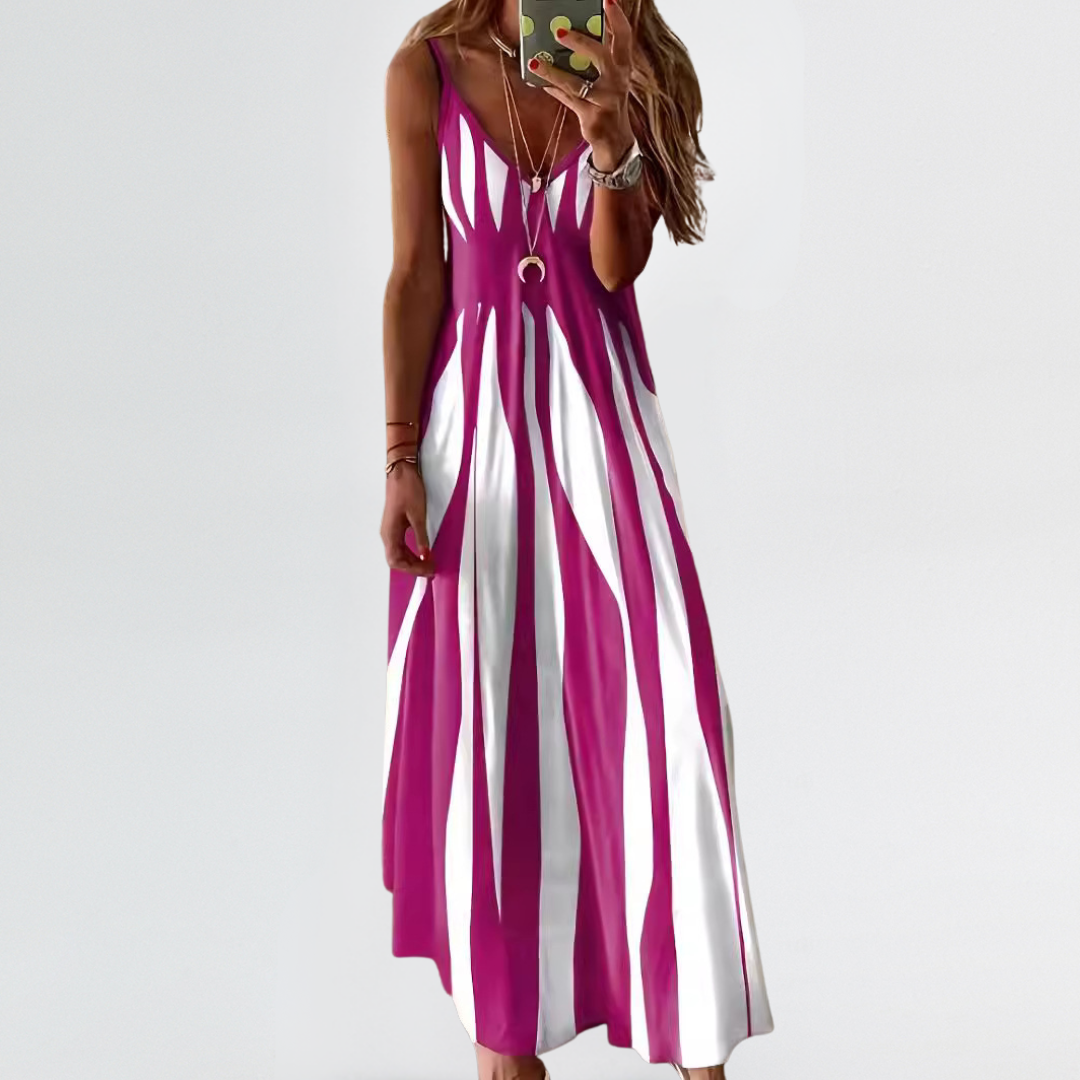 Slimming Vertical Stripe Maxi Dress